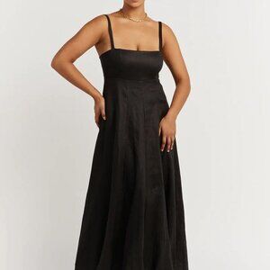 NWT DISSH - ROSS BLACK LINEN MIDI DRESS